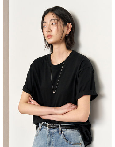 UNISEX 데일리 코튼 반팔티 [BLACK] / SBE2U01007-WOMAN