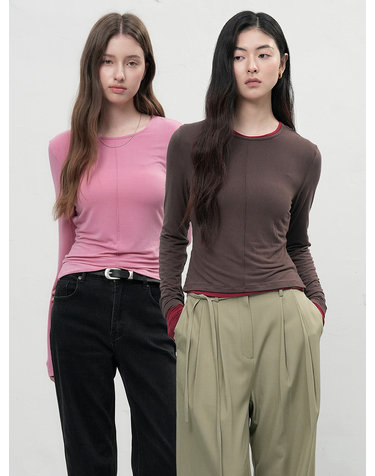 WOMAN 소프트 라운드넥 핀턱 티셔츠 [8COL] / WBE3L01507