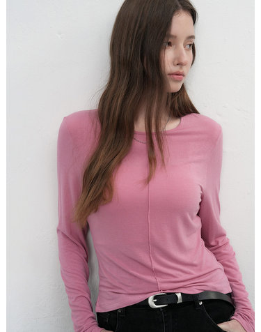 WOMAN 소프트 라운드넥 핀턱 티셔츠 [PINK] / WBE3L01507