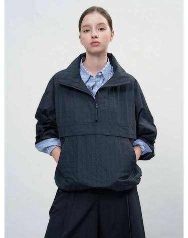WOMAN 하프 집업 체크 아노락 [DEEP NAVY] / WBE3L07508