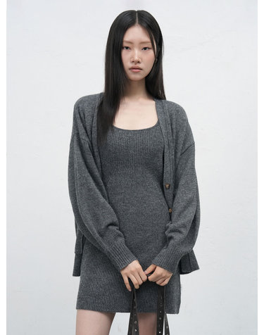 WOMAN 벌룬 슬리브 루즈핏 가디건 [CHARCOAL] / WBE3L43526