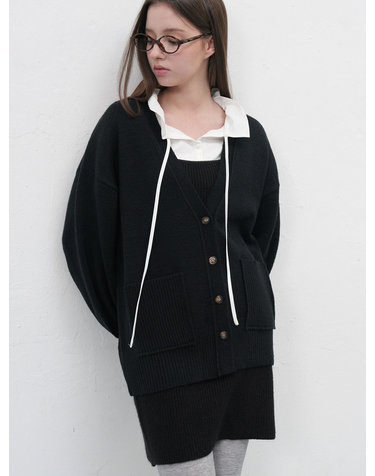 WOMAN 벌룬 슬리브 루즈핏 가디건 [BLACK] / WBE3L43526