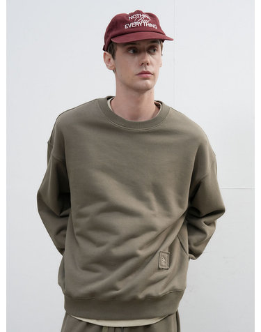 UNISEX 코튼 로고 루즈핏 맨투맨 [KHAKI] / SBE3U51003-MAN