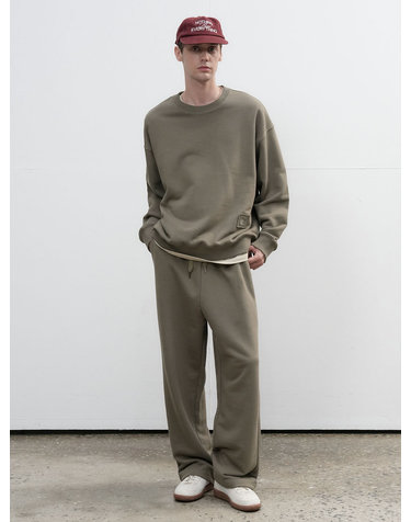 UNISEX 코튼 로고 루즈핏 맨투맨 세트 [KHAKI] / SBE3U51003SET-MAN