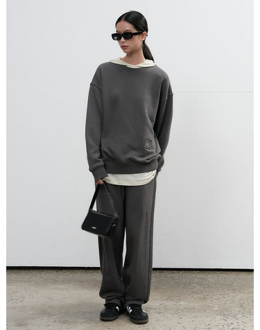 UNISEX 코튼 로고 루즈핏 맨투맨 세트 [CHARCOAL] / SBE3U51003SET-WOMAN