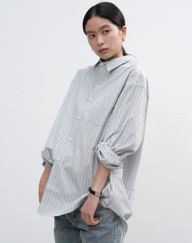 UNISEX 루즈핏 스트라이프 셔츠 [2COL] / SBE3U03003-WOMAN