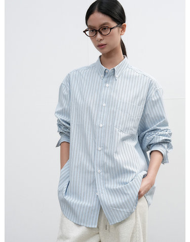 UNISEX 루즈핏 스트라이프 셔츠 [BLUE] / SBE3U03003-WOMAN