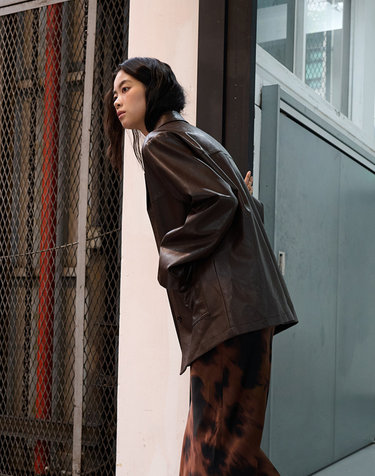 WOMAN 페이크 레더 싱글 자켓 [BROWN] / WBE3L09515