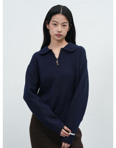 WOMAN 루즈핏 라운드 카라 풀오버 [NAVY] / WBE4L05535
