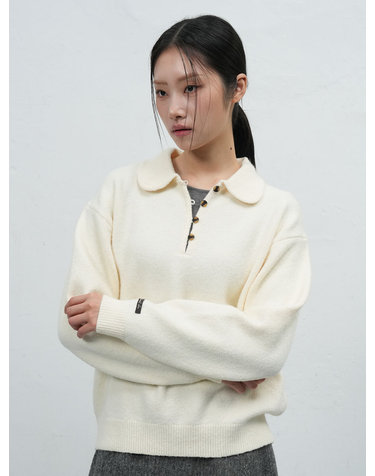 WOMAN 루즈핏 라운드 카라 풀오버 [IVORY] / WBE4L05535