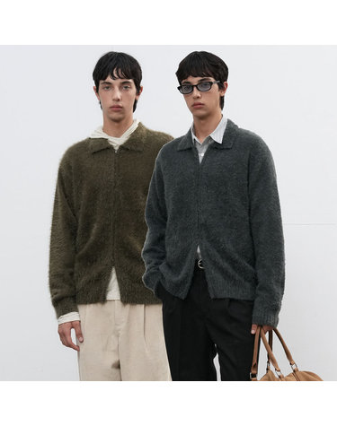 UNISEX 헤어리 집업 카라 가디건 [2COL] / SBE4U04009-MAN