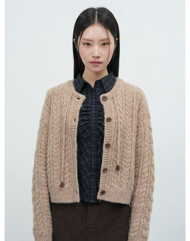 WOMAN 벌룬 헤어리 케이블 가디건 [BEIGE] / WBE4L04536