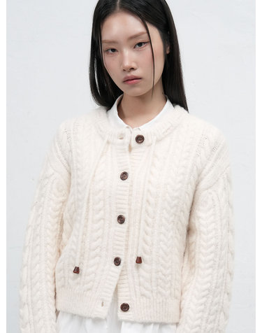 WOMAN 벌룬 헤어리 케이블 가디건 [IVORY] / WBE4L04536