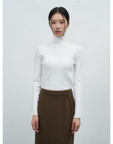 WOMAN 데일리 리브드 터틀넥 풀오버 [WHITE] / WBE4L05525