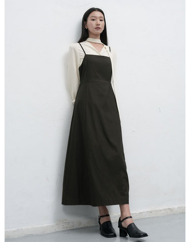 WOMAN 레이어드 스트링 맥시 롱 원피스 [KHAKI] / WBE3L15507
