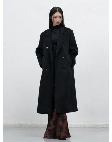 WOMAN 더블 브레스티드 울 롱코트 [BLACK] / WBE3L10507