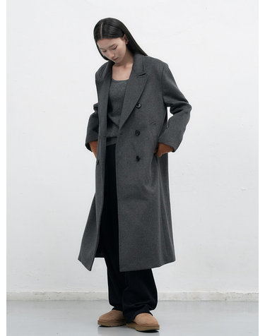WOMAN 더블 브레스티드 울 롱코트 [CHARCOAL] / WBE3L10507