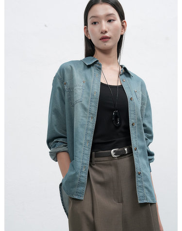 WOMAN 워시드 데님 셔츠 [LIGHT BLUE] / WBE3L03511