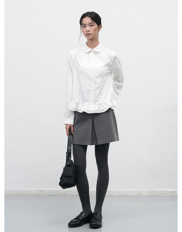WOMAN 라운드 카라 프릴 블라우스 [WHITE] / WBE3L03513