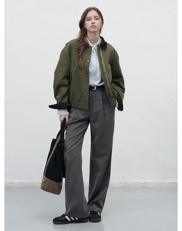 WOMAN 코듀로이 카라 패딩 워크자켓 [KHAKI] / WBE3L07513