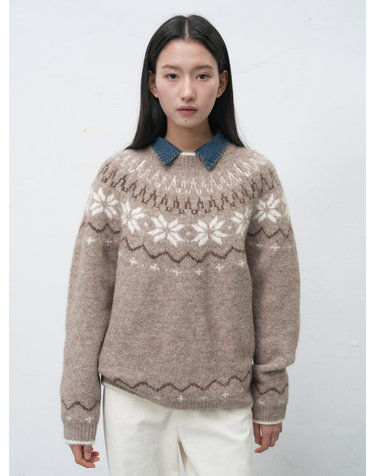 UNISEX 울 스노우 노르딕 풀오버 [MOCHA] / SBD4U05022-WOMAN