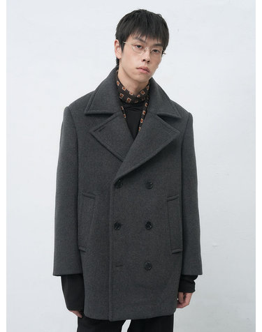 MAN 울 블렌디드 더블 피코트 [CHARCOAL] / SBE4M10015