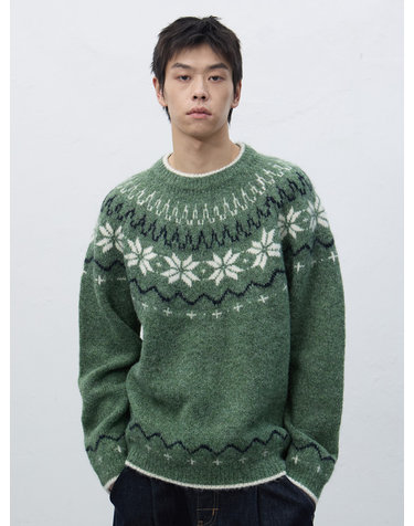 UNISEX 울 스노우 노르딕 풀오버 [PISTACHIO] / SBD4U05022-MAN