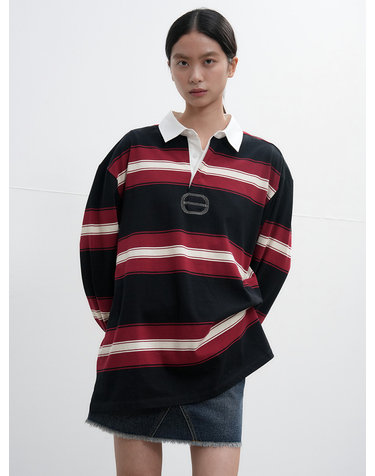 UNISEX 클래식 볼드 스트라이프 럭비 티셔츠 [RED] / SBE3U01005-WOMAN