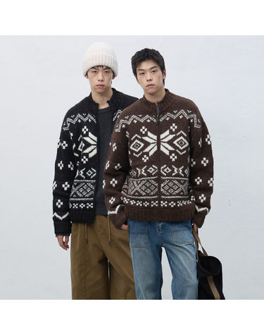 UNISEX 하이넥 노르딕 집업 가디건 [2COL] / SBE4U04017-MAN
