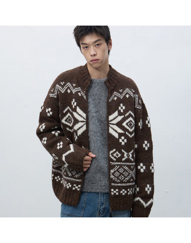 UNISEX 하이넥 노르딕 집업 가디건 [BROWN] / SBE4U04017-MAN