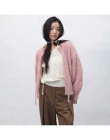 WOMAN 롱헤어 루즈핏 가디건 [PINK] / WBE4L04549