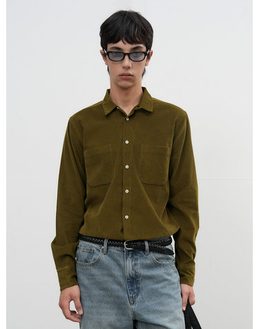 UNISEX 슬림핏 코듀로이 오픈카라 셔츠 [KHAKI] / SBE3U03006-MAN