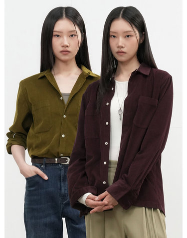 UNISEX 슬림핏 코듀로이 오픈카라 셔츠 [3COL] / SBE3U03006-WOMAN