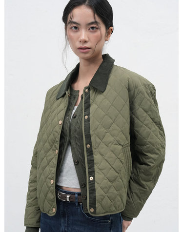 WOMAN 코듀로이 카라 경량 패디드 자켓 [KHAKI] / WBE3L07517