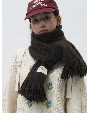 UNISEX 헤어리 니트 머플러 [BROWN] / SBE4U96014
