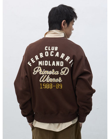 UNISEX 클럽 기모 맨투맨 [BROWN] / SBE4U02012-MAN