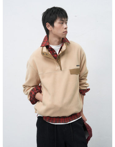 UNISEX 소프트 하이넥 플리스 아노락 [BEIGE] / SBE4U02010-MAN