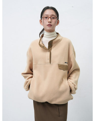 UNISEX 소프트 하이넥 플리스 아노락 [BEIGE] / SBE4U02010-WOMAN