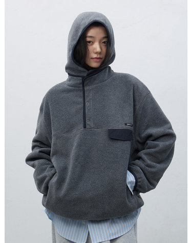 UNISEX 소프트 하이넥 플리스 아노락 [CHARCOAL] / SBE4U02010-WOMAN