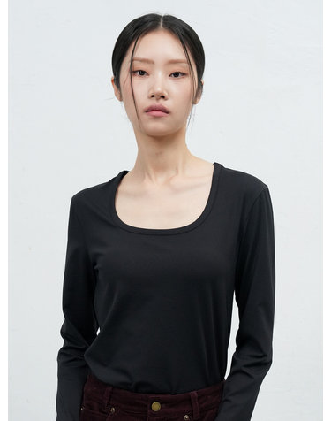 WOMAN 히트젯 히트 U넥 티셔츠 [BLACK] / WBE4L01516