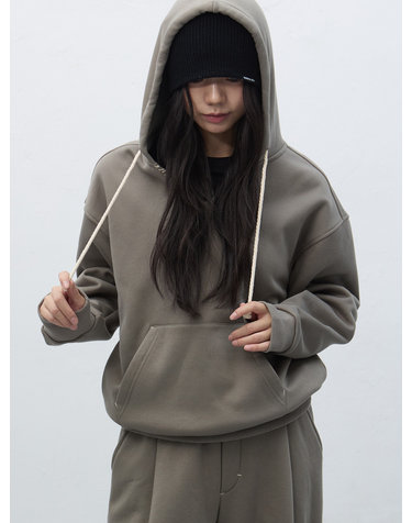 UNISEX 스티치 브이넥 스웻 후드티 [GREY] / SBE4U51013-WOMAN