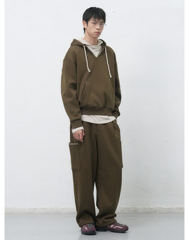 UNISEX 스티치 스웻 후드 세트 [KHAKI] / SBE4U51013SET-MAN