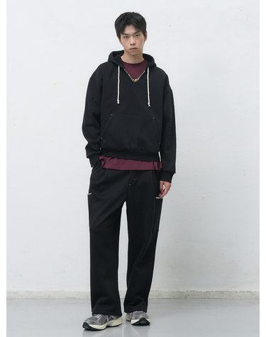 UNISEX 스티치 스웻 후드 세트 [BLACK] / SBE4U51013SET-MAN