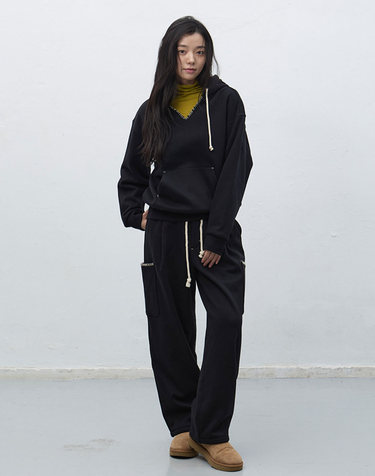 UNISEX 스티치 스웻 후드 세트 [3COL] / SBE4U51013SET-WOMAN