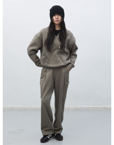 UNISEX 스티치 스웻 후드 세트 [GREY] / SBE4U51013SET-WOMAN