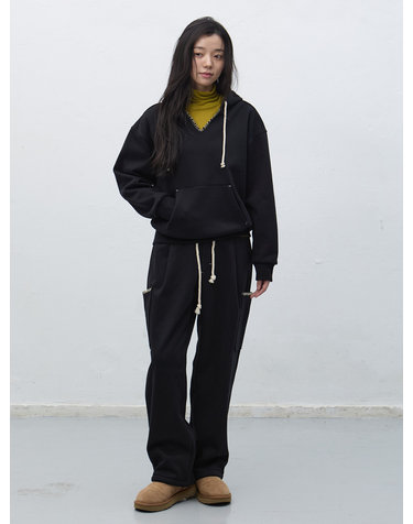 UNISEX 스티치 스웻 후드 세트 [BLACK] / SBE4U51013SET-WOMAN