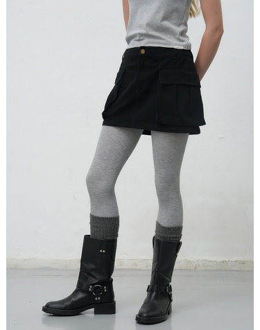 WOMAN 워시드 로우라이즈 카고 스커트 [BLACK] / WBE4L13522