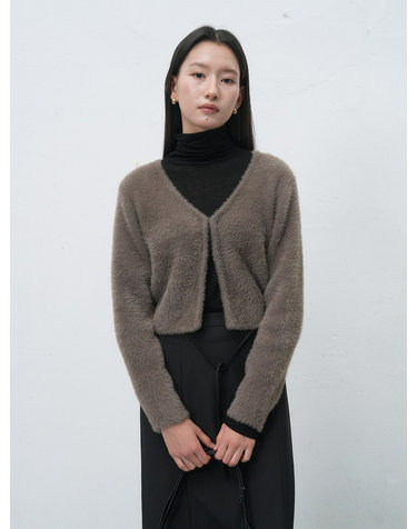 WOMAN 헤어리 크롭 가디건 [BROWN] / WBE4L04555