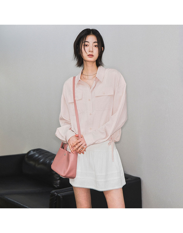 제너럴아이디어 제너럴 아이디어 WOMAN 포켓 블루종 셔츠 [4COL] / WBE1L03511 착용컷