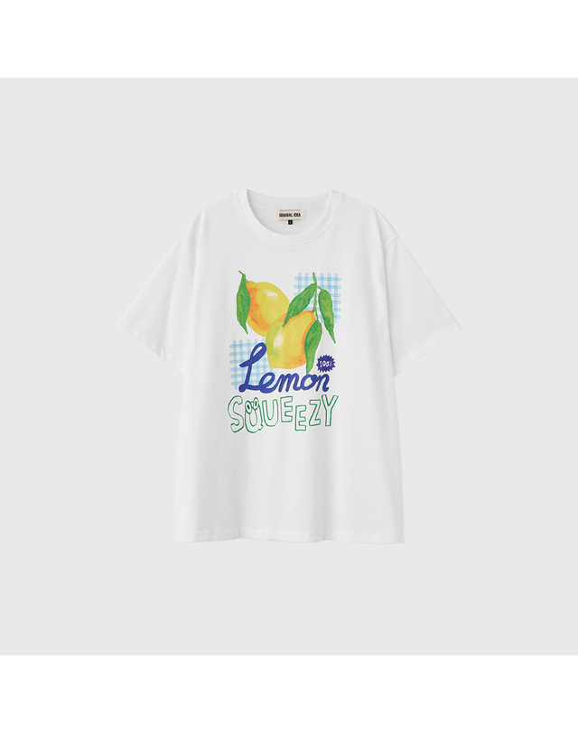 제너럴아이디어 제너럴 아이디어 WOMAN 후르츠 루즈핏 반팔티 [WHITE LEMON] / WBE2L01537 착용컷